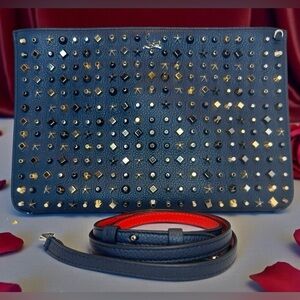 Studded Blue Christian Louboutin Crossbody/Clutch Bag